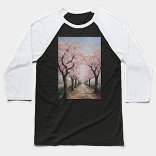 Japan Cherry Blossom Tree Oil Painting Art Baseball T-Shirt